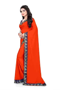 kalpana creation Women's Chiffon Saree with Blouse Piece (najmin, Orange)-thumb1