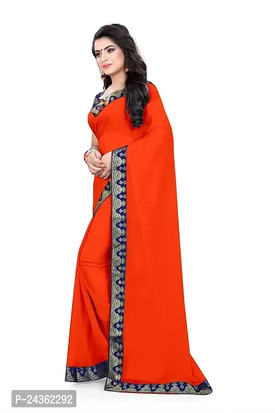 kalpana creation Women's Chiffon Saree with Blouse Piece (najmin, Orange)-thumb2