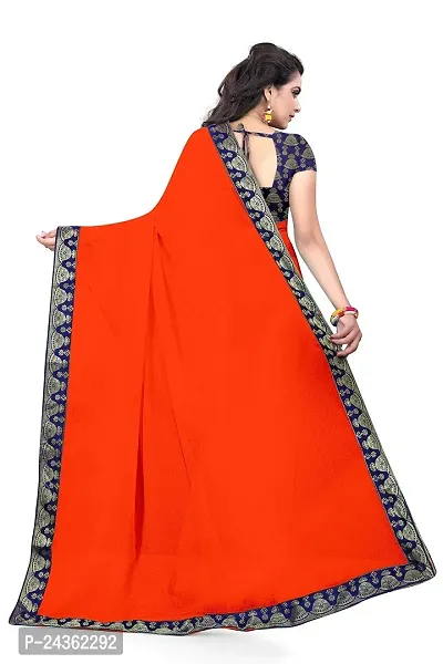 kalpana creation Women's Chiffon Saree with Blouse Piece (najmin, Orange)-thumb3