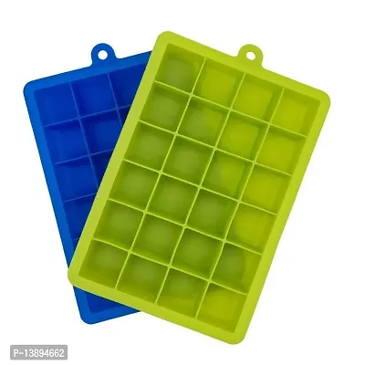 Ice Cube Tray, Flexible Silicon Ice Square Tray Drink Cubes Makes 24 Grids Perfect Ice Cube, Improved Mold for Beer Whiskey Cocktail Bar PACK Of 2