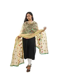 Stylish Beige Organza Dupattas For Women-thumb1