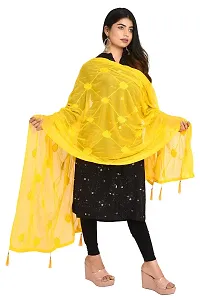 SNARA Women's S1004 Yellow Chiffon Dupatta-thumb2