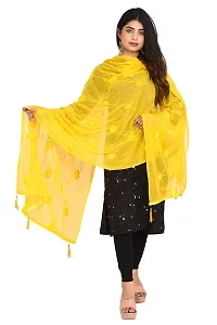 SNARA Women's S1004 Yellow Chiffon Dupatta-thumb3