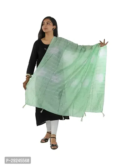 Stylish Green Chanderi Silk Dupattas For Women