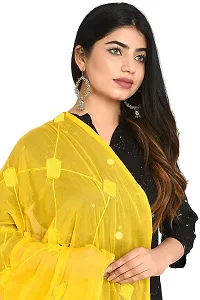 SNARA Women's S1004 Yellow Chiffon Dupatta-thumb1