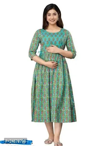 Beautiful Flared Green Printed Rayon Kurta-thumb0