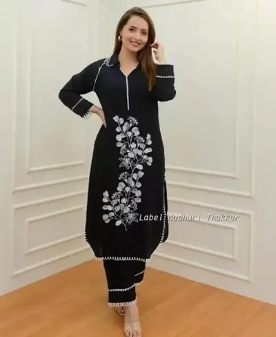 Stylish Rayon Kurta With Bottom Wear Set For Women