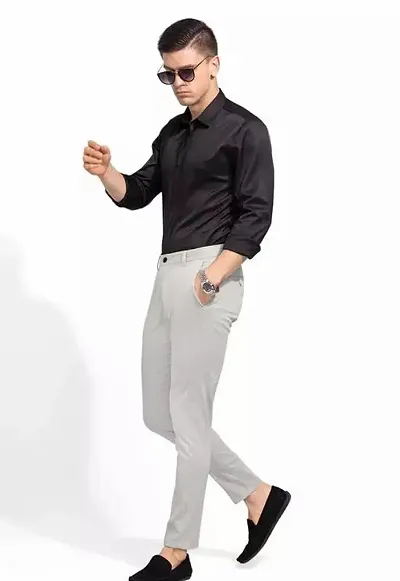 Stylish Men Lycra Mid-Rise Casual Trouser