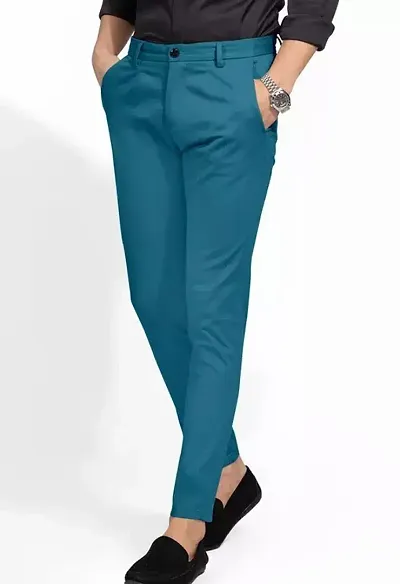 Stylish Polyester Spandex Casual Trousers For Men