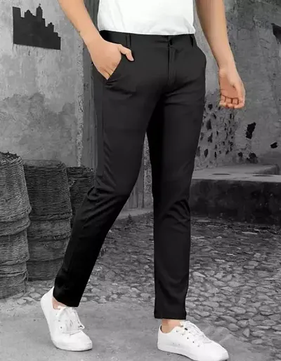 Trendy Linen Blend High-Rise Solid Regular Trousers For Men