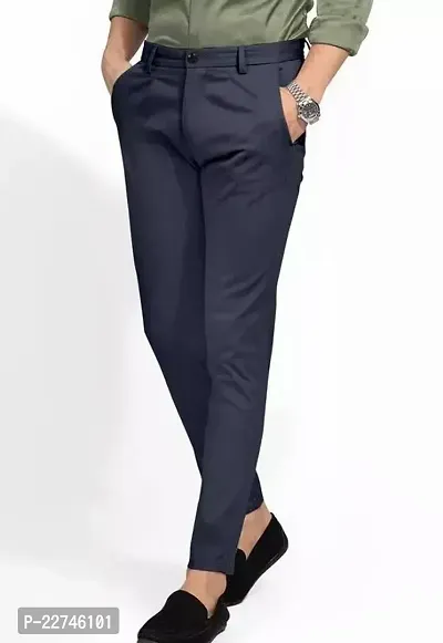 Stylish Men Lycra Mid-Rise Casual Trouser