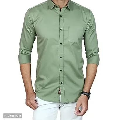 Stylish Green Cotton Blend Regular Fit Shirt For Men-thumb0