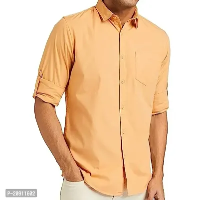 Stylish Orange Cotton Blend Regular Fit Shirt For Men-thumb0