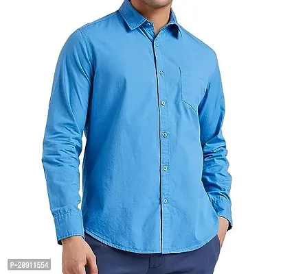 Stylish Blue Cotton Blend Regular Fit Shirt For Men-thumb0