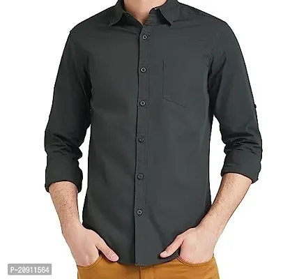 Stylish Grey Cotton Blend Regular Fit Shirt For Men