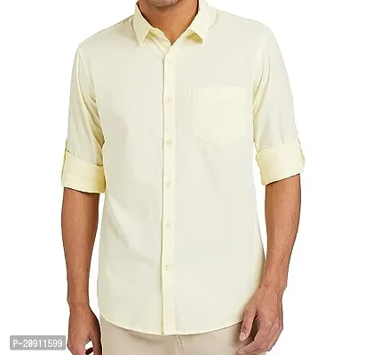 Stylish Cream Cotton Blend Regular Fit Shirt For Men-thumb0