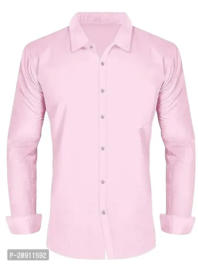 Stylish Pink Cotton Blend Regular Fit Shirt For Men