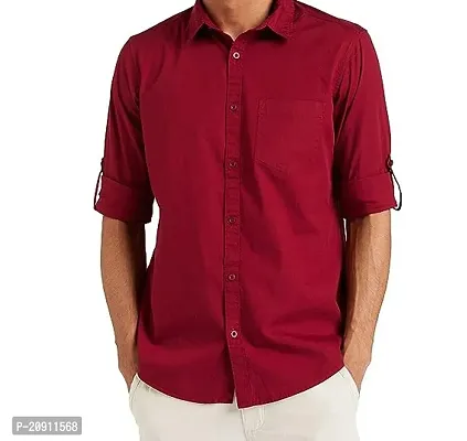 Stylish Red Cotton Blend Regular Fit Shirt For Men