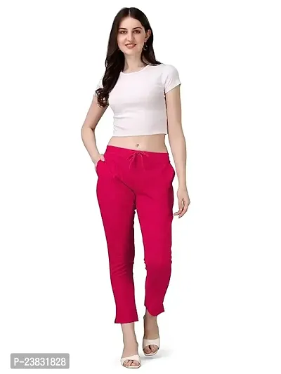 Ankle Length Non-Stretchable Comfort Fit Womens Cotton Linen Pants Pink Color Pack Of 1-thumb0