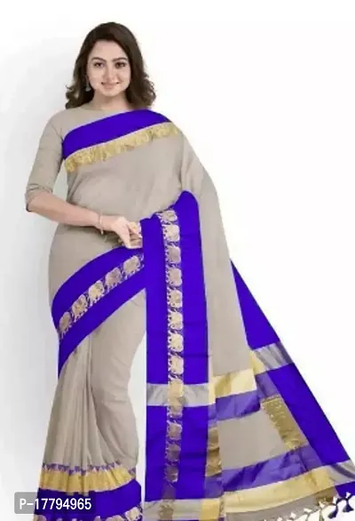 Stylish Women Cotton Saree with Blouse Piece-thumb0