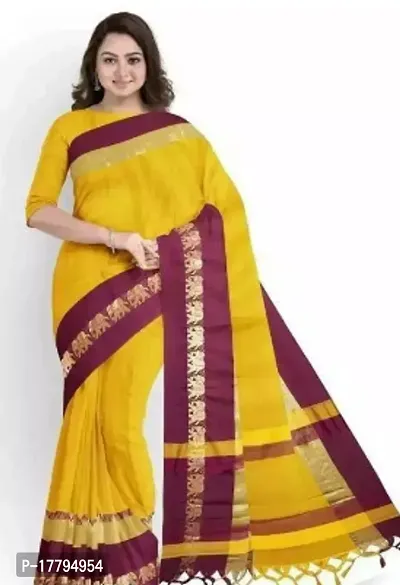 Stylish Women Cotton Saree with Blouse Piece