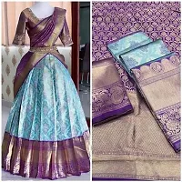 HALF SAREE HT046 FIROZI PURPLE GAJRA-thumb1