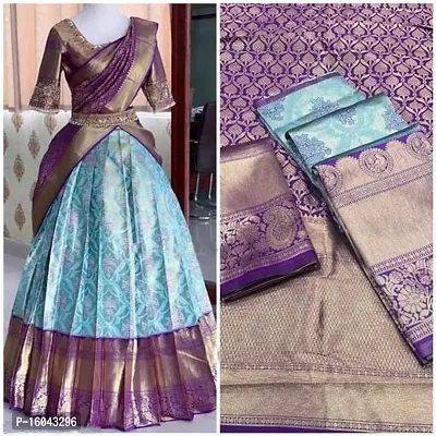 HALF SAREE HT046 FIROZI PURPLE GAJRA-thumb2