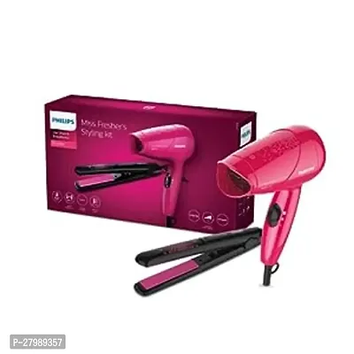 Straightener with SilkProtect Technology. Straighten, curl, suitable for all hair types, Lavender  HP8100/46 Hair Dryer (Purple) - Hair Care Combo
