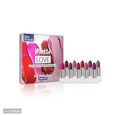 Blue Heaven Matte Love Mini Lipsticks, Pack of 10 | Hydrating  Moisturizing Mini Roll on Lipsticks, 13gm-thumb0