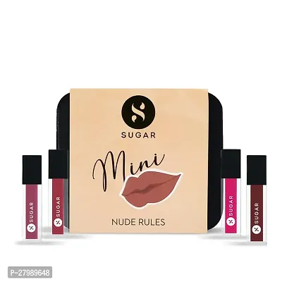 Cosmetics Nude Rules Mini Lipstick Set, Ultra Matte Liquid Lipstick, Transferproof and Waterproof, Lasts Up to 12hrs (Combo | Pack of 4)-thumb0