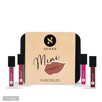 Cosmetics Nude Rules Mini Lipstick Set, Ultra Matte Liquid Lipstick, Transferproof and Waterproof, Lasts Up to 12hrs (Combo | Pack of 4)