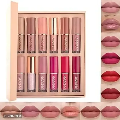 Sh.Huda 12 pc set Liquid matte lipstick (Multicolor, 60 ml)