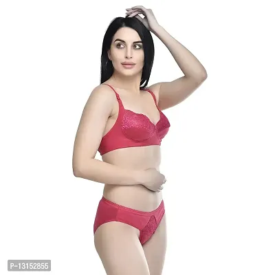 Navya Fashion Women Cotton Non Padded Non Wired, Lingerie Set (Pack of 1) MAELS05 (34, Red)-thumb3