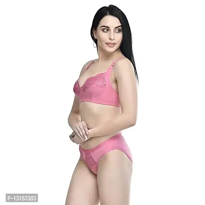 Navya Fashion Women Cotton Non Padded Non Wired, Lingerie Set (Pack of 1) MAELS05 (28, Pink)-thumb3