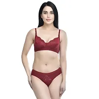 Navya Fashion Women Cotton Non Padded Non Wired, Lingerie Set (Pack of 1) MAELS05 (38, Maroon)-thumb2