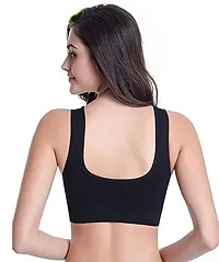 Jiya Fashion Women Polycotton Non Padded Non-Wired Air Sports Bra Inner Wear for Daily Use Pack of 3(Black White Skin) Fit MAELS18 (34)-thumb1