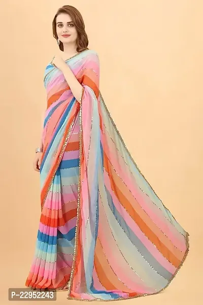 Qyra trendy  Digital Print Bollywood Georgette Saree  (Multicolor)-thumb0