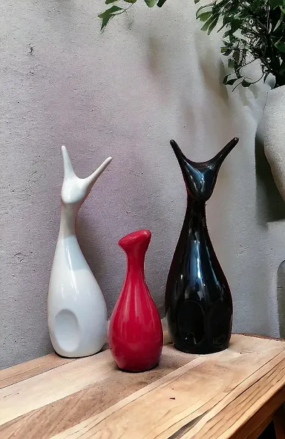 Handcrafted Ceramic Fluke Deer Family Showpiece (Set of 3)