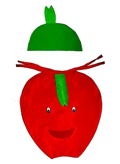 Fancy Steps Fruits and vegetable fancy Dress costume for Kids Costume Wear cutout (Apple)