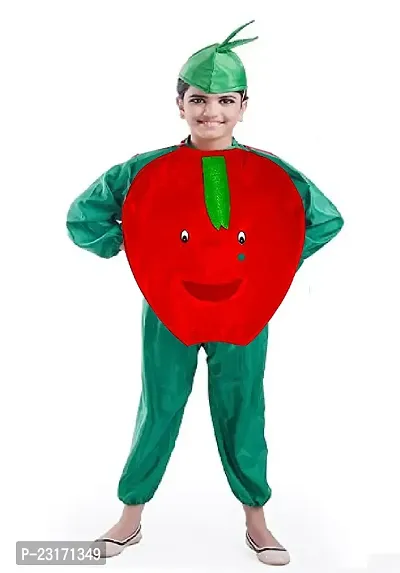 Fancy Steps Fruits and vegetable fancy Dress costume for Kids Costume Wear cutout with Jumpsuit  (Apple)small