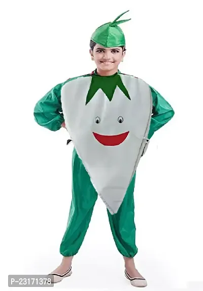 Fancy Steps Fruits and vegetable fancy Dress costume for Kids Costume Wear cutout with Jumpsuit  (Radish)small-thumb0