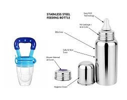 Ecom fashion hub Milk Water Feeding Bottle with Stainless-Steel  BPA-Free Sipper Nipple Absolute Light Weight Leakage Proof Easy Clean Design- 250 ML-thumb1