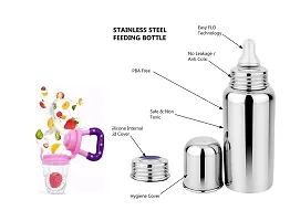 Ecom fashion hub Milk Water Feeding Bottle with Stainless-Steel  BPA-Free Sipper Nipple Absolute Light Weight Leakage Proof Easy Clean Design- 250 ML-thumb1