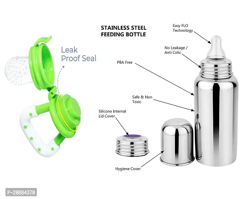 Ecom fashion hub Milk Water Feeding Bottle with Stainless-Steel  BPA-Free Sipper Nipple Absolute Light Weight Leakage Proof Easy Clean Design-thumb3