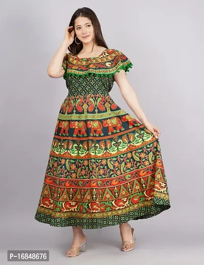 Anarkali Multicoloured Printed Cotton Kurta For Women-thumb0