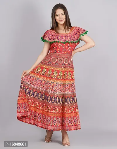 Anarkali Multicoloured Printed Cotton Kurta For Women-thumb0