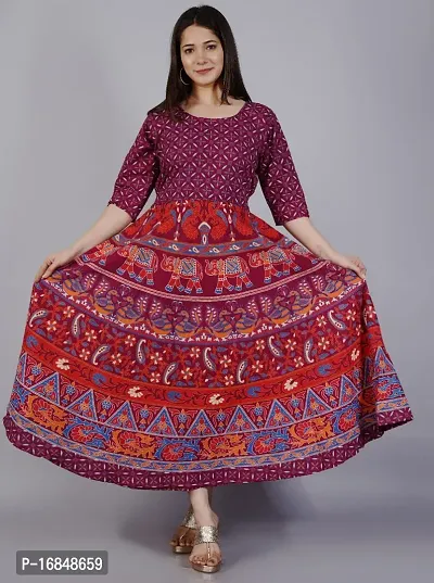 Anarkali Multicoloured Printed Cotton Kurta For Women