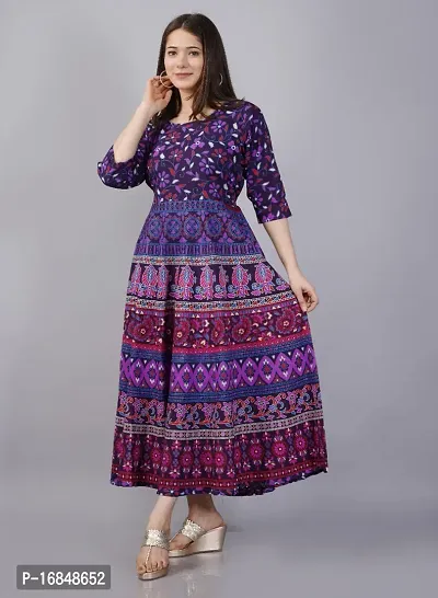 Anarkali Multicoloured Printed Cotton Kurta For Women-thumb0