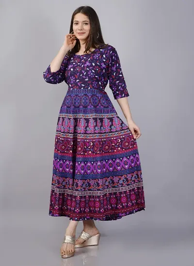 Stylish Anarkali Multicoloured Printed Cotton Kurta