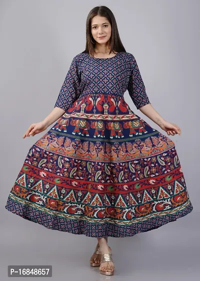 Anarkali Multicoloured Printed Cotton Kurta For Women